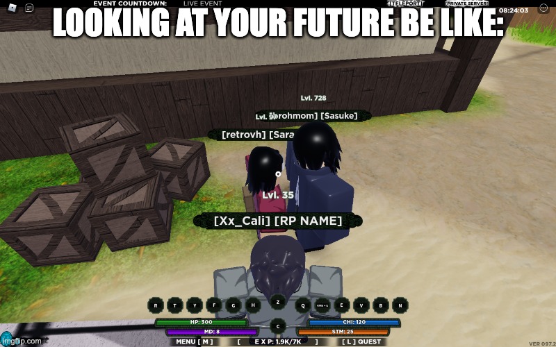 Should I post this in the anime stream or the Roblox stream? | LOOKING AT YOUR FUTURE BE LIKE: | made w/ Imgflip meme maker