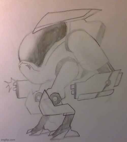 Mecha (sorry about bad lighting) | image tagged in mech,robot,drawing | made w/ Imgflip meme maker