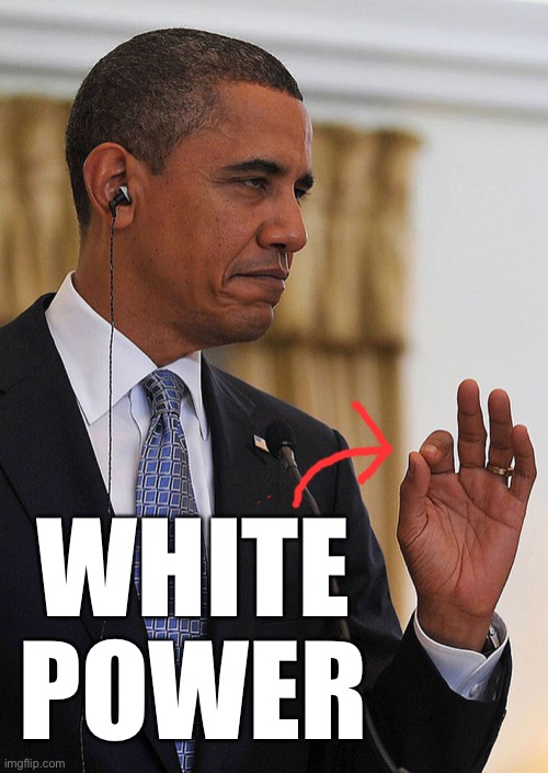 Okay, is Obama a complete racist, or is it just his White half doing the White Power thing? | WHITE POWER | image tagged in obama okay sign,memes,white power,sign language,liberal logic,racist | made w/ Imgflip meme maker