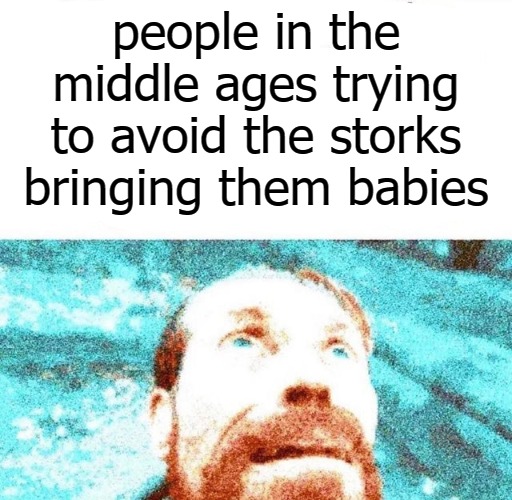 people in the middle ages trying to avoid the storks bringing them babies | image tagged in stonks | made w/ Imgflip meme maker