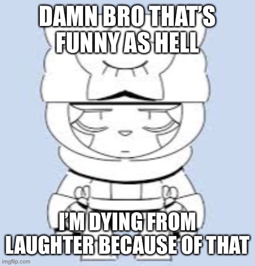 Damn bro that’s funny as hell I’m dying from laughter Blank Meme Template