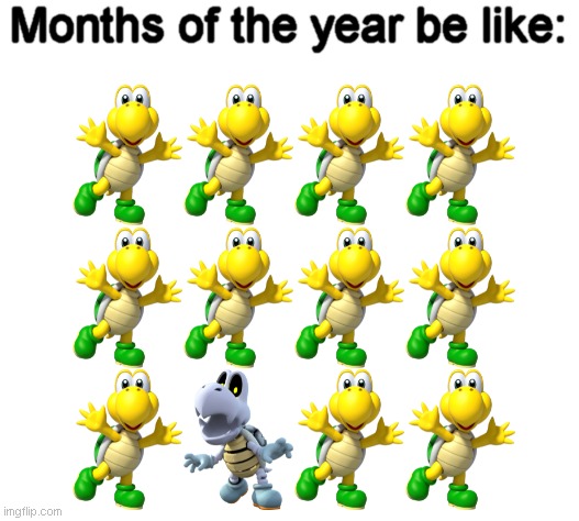 It's Spooktober |  Months of the year be like: | image tagged in blank white template,memes,mario,spooktober | made w/ Imgflip meme maker