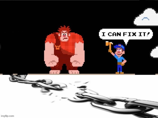 Felix fixing the chain | image tagged in felix fixing the chain | made w/ Imgflip meme maker