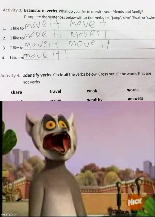 so | image tagged in king julien shocked,funny test answers,stupid test answers,answers,memes,funny memes | made w/ Imgflip meme maker