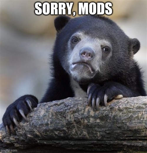 Confession Bear | SORRY, MODS | image tagged in memes,confession bear | made w/ Imgflip meme maker