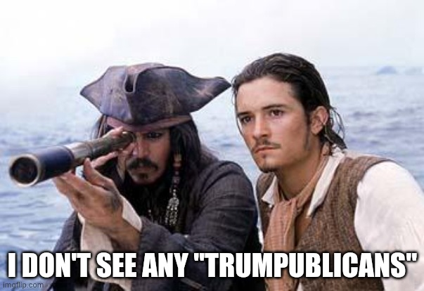 Pirate Telescope | I DON'T SEE ANY "TRUMPUBLICANS" | image tagged in pirate telescope | made w/ Imgflip meme maker