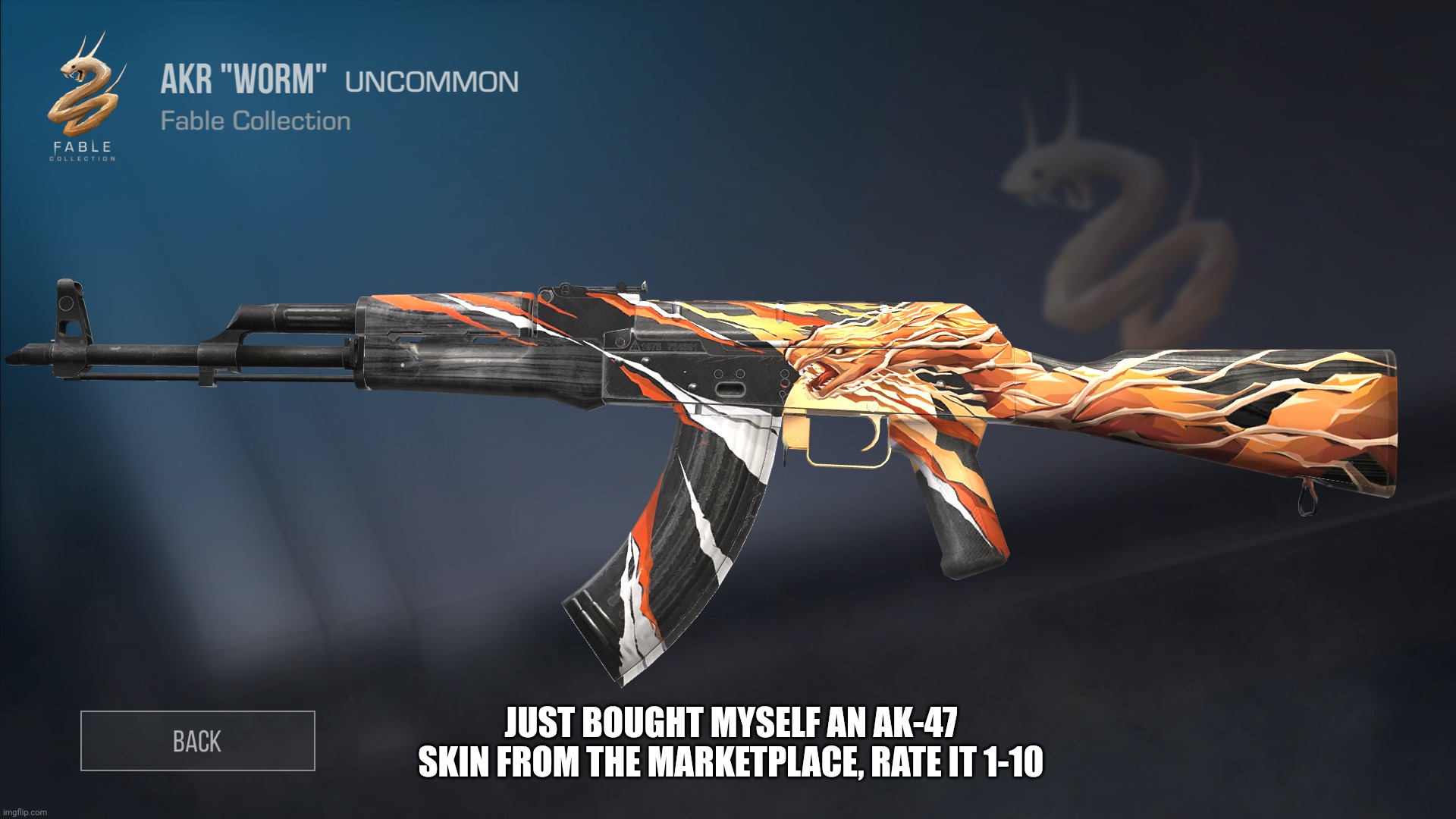 JUST BOUGHT MYSELF AN AK-47 SKIN FROM THE MARKETPLACE, RATE IT 1-10 | made w/ Imgflip meme maker