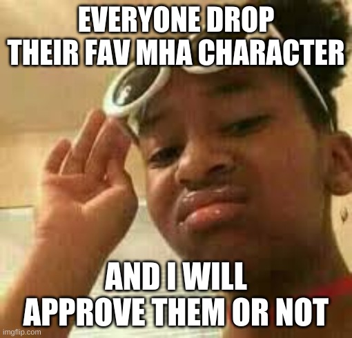 Drop it | EVERYONE DROP THEIR FAV MHA CHARACTER; AND I WILL APPROVE THEM OR NOT | image tagged in anime,mha | made w/ Imgflip meme maker
