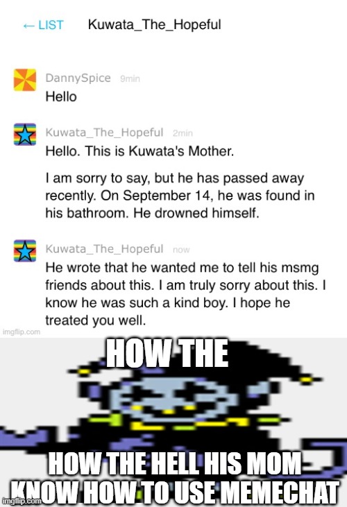 HOW THE; HOW THE HELL HIS MOM KNOW HOW TO USE MEMECHAT | made w/ Imgflip meme maker