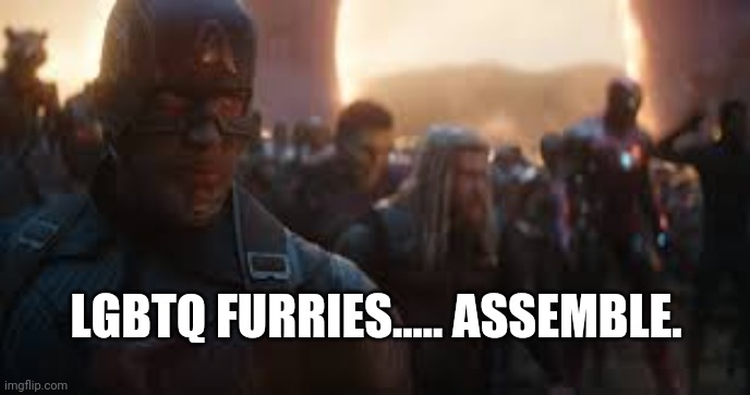 Avengers Assemble | LGBTQ FURRIES..... ASSEMBLE. | image tagged in avengers assemble | made w/ Imgflip meme maker