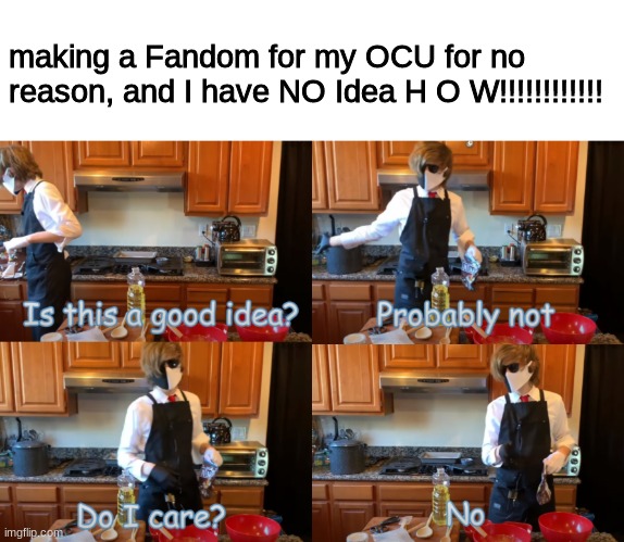 WOOOOOOOOOOOOOOOOOOOOOOOOOOO | making a Fandom for my OCU for no reason, and I have NO Idea H O W!!!!!!!!!!!! | image tagged in ranboo is this a good idea | made w/ Imgflip meme maker