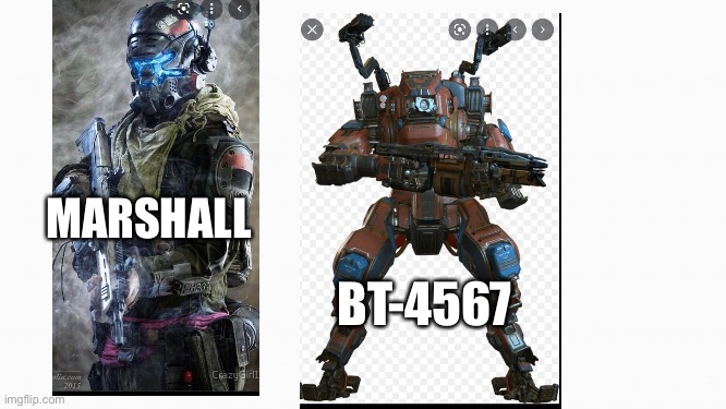 Oc and ocs titan | MARSHALL; BT-4567 | image tagged in white box | made w/ Imgflip meme maker