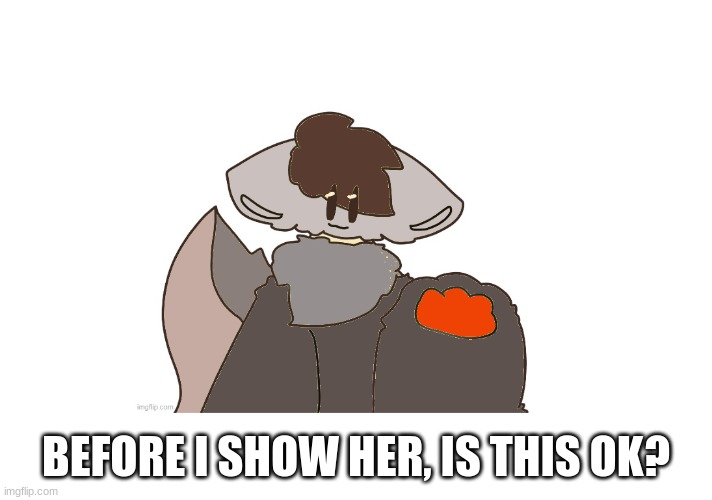 is it? | BEFORE I SHOW HER, IS THIS OK? | image tagged in furry | made w/ Imgflip meme maker