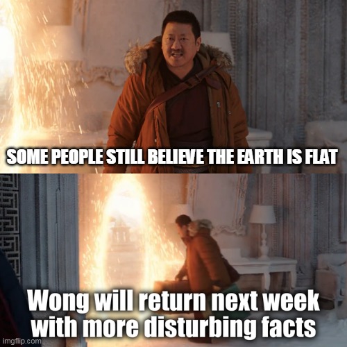 wong disturbing facts |  SOME PEOPLE STILL BELIEVE THE EARTH IS FLAT | image tagged in wong disturbing facts | made w/ Imgflip meme maker