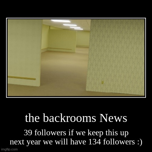 the backrooms news | image tagged in funny,demotivationals,news,good news,yesh | made w/ Imgflip demotivational maker