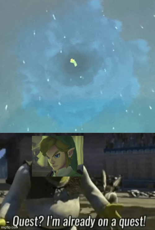 actually thought chaos was gonna happen when I saw that cloud portal thing | image tagged in shreks on a quest | made w/ Imgflip meme maker