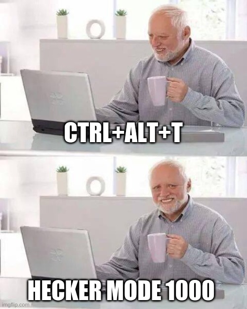 you need to try it first | CTRL+ALT+T; HECKER MODE 1000 | image tagged in memes,hide the pain harold | made w/ Imgflip meme maker