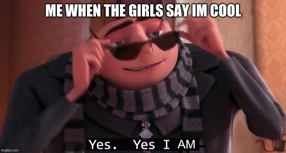 Yes, yes I am | ME WHEN THE GIRLS SAY IM COOL | image tagged in yes yes i am | made w/ Imgflip meme maker