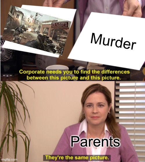 They're The Same Picture Meme | Murder; Parents | image tagged in memes,they're the same picture | made w/ Imgflip meme maker