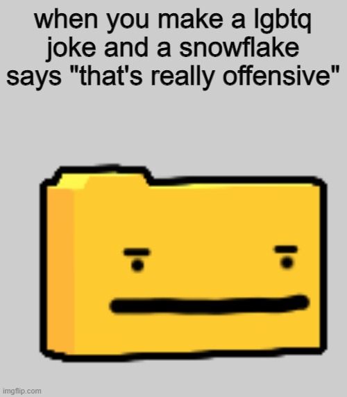 3D Ron Dissapointed | when you make a lgbtq joke and a snowflake says "that's really offensive" | image tagged in 3d ron dissapointed | made w/ Imgflip meme maker