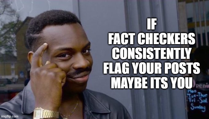 maybe its you | IF
FACT CHECKERS
CONSISTENTLY
FLAG YOUR POSTS
MAYBE ITS YOU | image tagged in smart guy,fact checkers,false information,conspiracy theories,social media | made w/ Imgflip meme maker