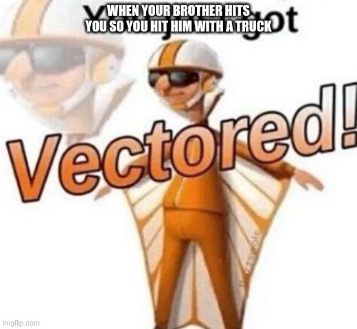 You just got vectored | WHEN YOUR BROTHER HITS YOU SO YOU HIT HIM WITH A TRUCK | image tagged in you just got vectored | made w/ Imgflip meme maker