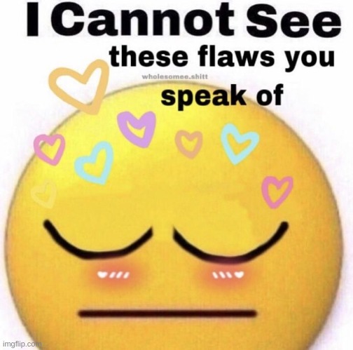 me when my friends say smth bad abt themselves | image tagged in i cannot see these flaws you speak of | made w/ Imgflip meme maker