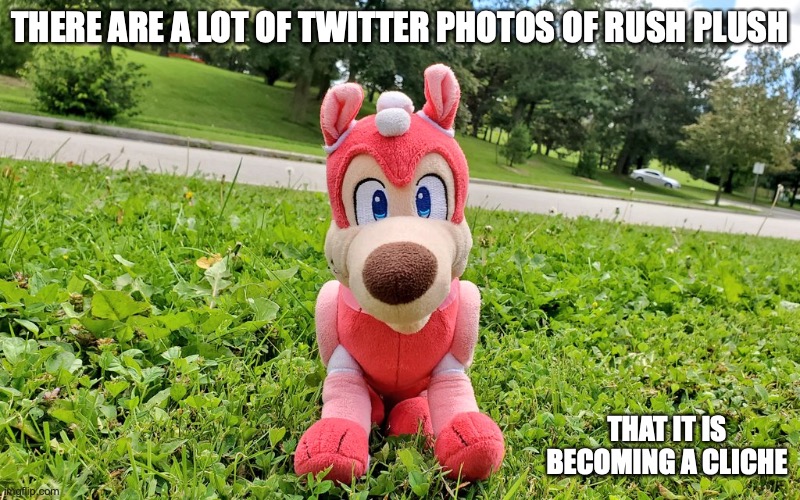 Rush Plush | THERE ARE A LOT OF TWITTER PHOTOS OF RUSH PLUSH; THAT IT IS BECOMING A CLICHE | image tagged in megaman,memes | made w/ Imgflip meme maker