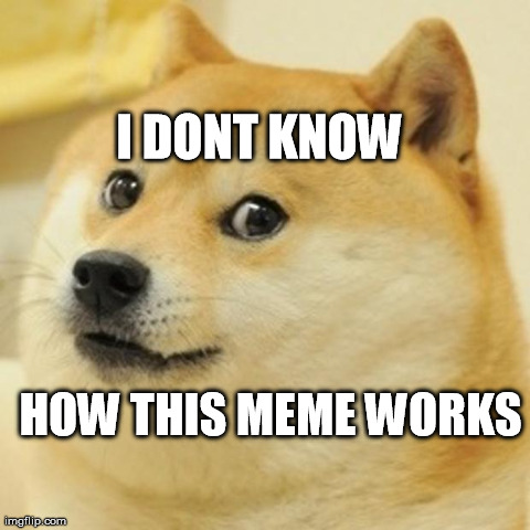 Doge Meme | I DONT KNOW HOW THIS MEME WORKS | image tagged in memes,doge | made w/ Imgflip meme maker