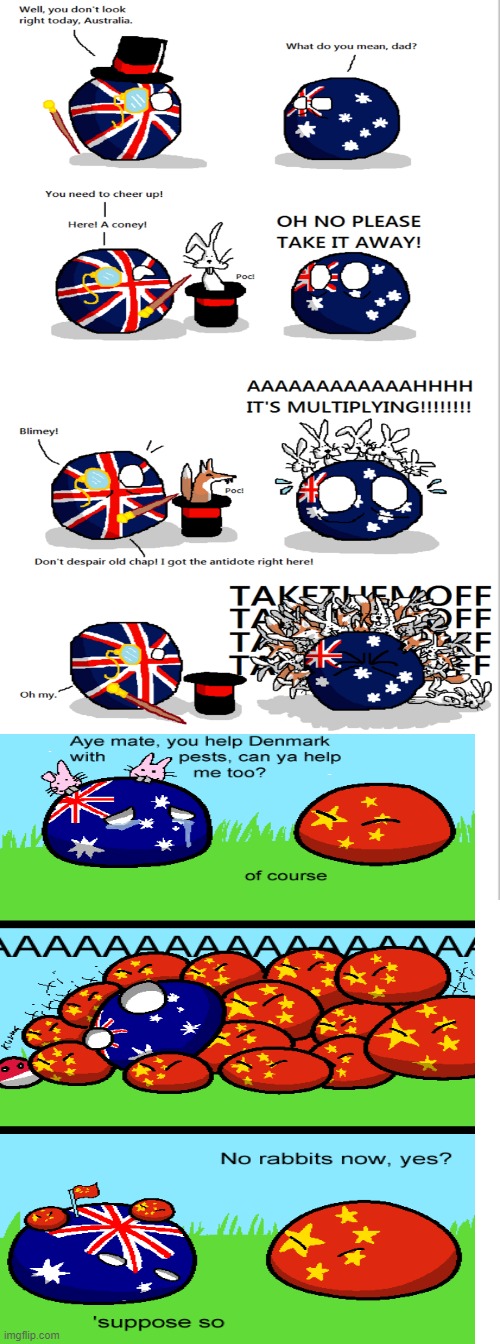 Australia doesn't like Rabbits | image tagged in polandball,australia,now all of china knows you're here,great britain,bunnies | made w/ Imgflip meme maker