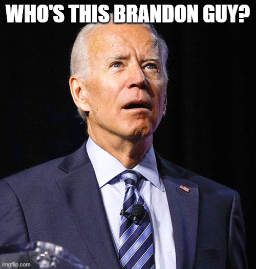 Joe Biden | WHO'S THIS BRANDON GUY? | image tagged in joe biden | made w/ Imgflip meme maker