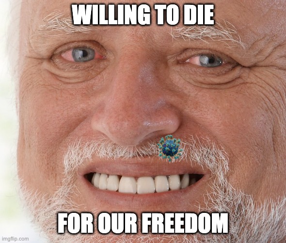 Hide the Pain Harold | WILLING TO DIE; FOR OUR FREEDOM | image tagged in hide the pain harold | made w/ Imgflip meme maker