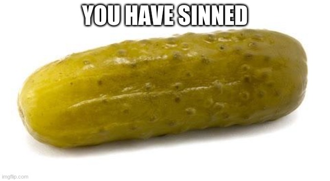 Pickle | YOU HAVE SINNED | image tagged in pickle | made w/ Imgflip meme maker