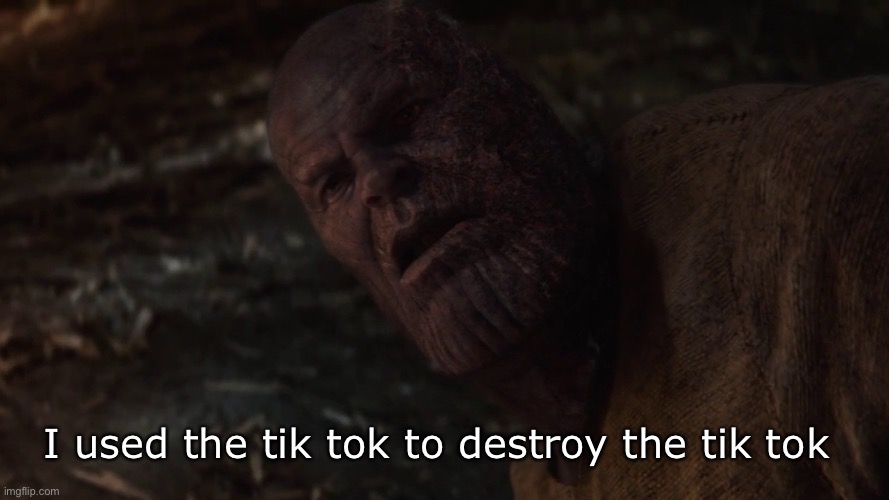 i used the stones to destroy the stones | I used the tik tok to destroy the tik tok | image tagged in i used the stones to destroy the stones | made w/ Imgflip meme maker