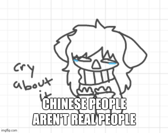 this is a joke- | CHINESE PEOPLE AREN'T REAL PEOPLE | image tagged in cry abut it furry | made w/ Imgflip meme maker