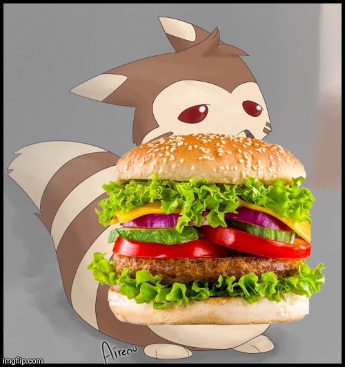 Fur fur fur! | image tagged in furret,hamburgers,pokemon,cute animals | made w/ Imgflip meme maker