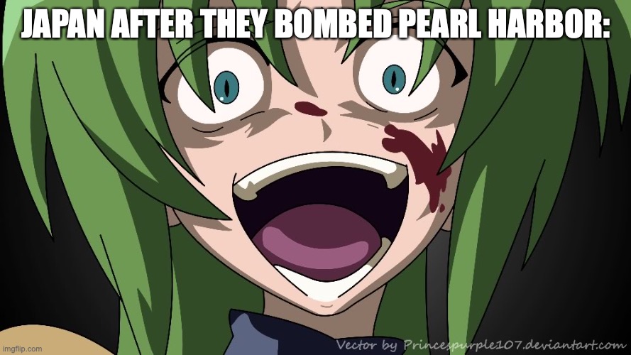 This was WW2 | JAPAN AFTER THEY BOMBED PEARL HARBOR: | image tagged in shion laugh,japan,meanwhile in japan,ww2 | made w/ Imgflip meme maker