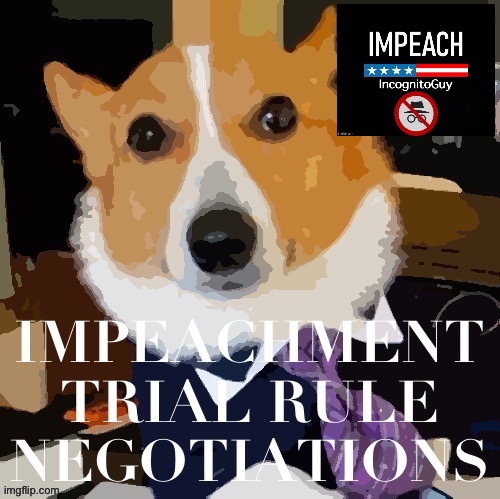In which we discuss last-minute details about the upcoming trial. | image tagged in impeach,the,incognito,guy,impeachment trial,rules | made w/ Imgflip meme maker