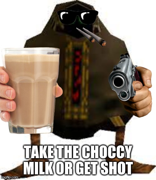 Bob offers you choccy milk or a bullet to the face | TAKE THE CHOCCY MILK OR GET SHOT | image tagged in smg4 | made w/ Imgflip meme maker