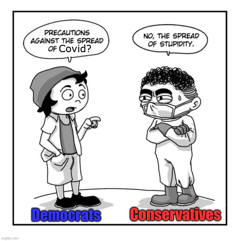 If you got the shot, then you are protected. Stop worrying about us. | Covid? Democrats; Conservatives | image tagged in political meme,covid | made w/ Imgflip meme maker
