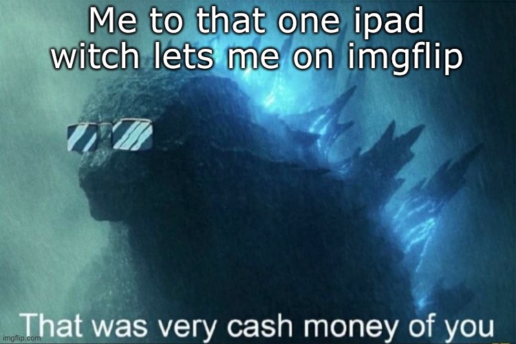 That was very cash money of you | Me to that one ipad witch lets me on imgflip | image tagged in that was very cash money of you | made w/ Imgflip meme maker