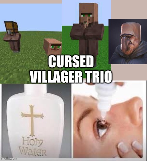 Holy Water |  CURSED VILLAGER TRIO | image tagged in holy water | made w/ Imgflip meme maker