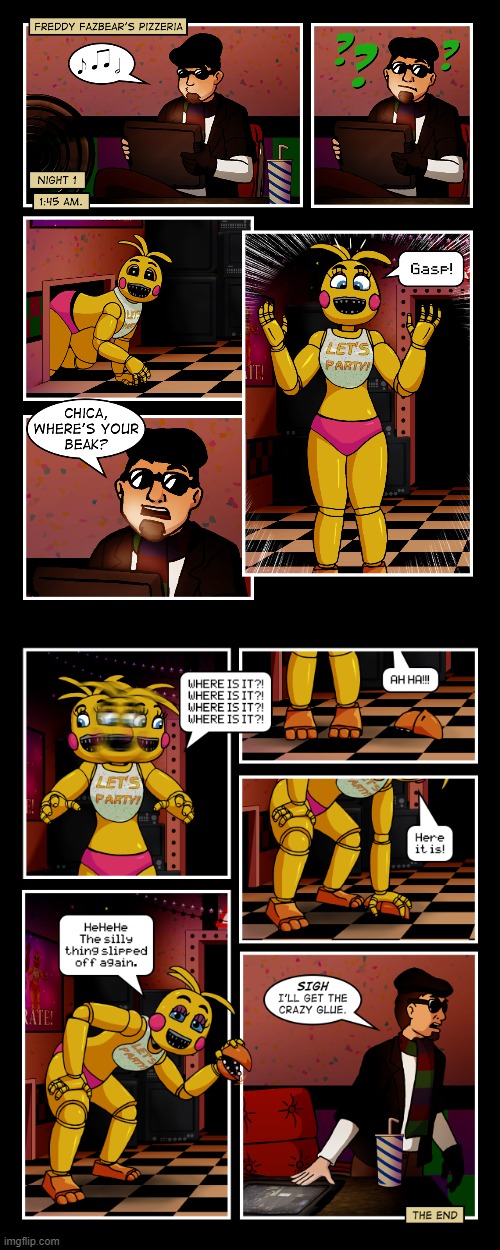 found a funny fnaf comic | image tagged in fnaf,comic,toy chica | made w/ Imgflip meme maker