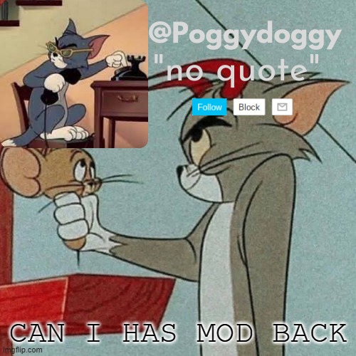 its ok if i dont | CAN I HAS MOD BACK | image tagged in poggydoggy temp | made w/ Imgflip meme maker