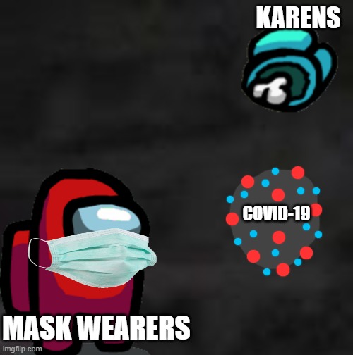 COVID-19 in Among Us |  KARENS; COVID-19; MASK WEARERS | image tagged in face mask,among us,covid-19 | made w/ Imgflip meme maker