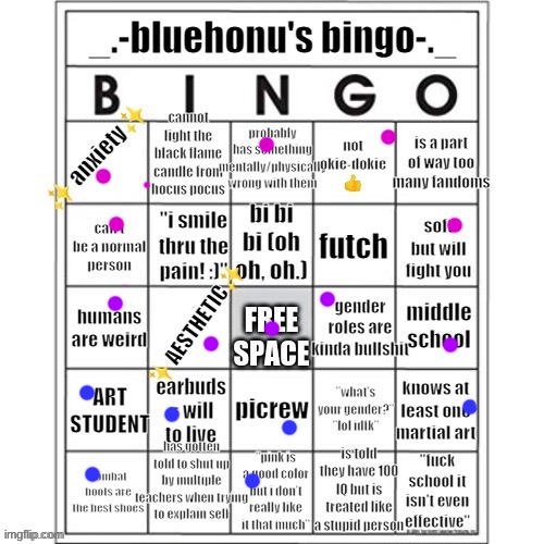 Bluehonu’s bingo | made w/ Imgflip meme maker