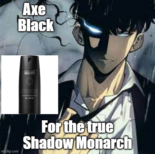 Solo Leveling | Axe 
Black; For the true Shadow Monarch | image tagged in solo leveling,memes,funny | made w/ Imgflip meme maker