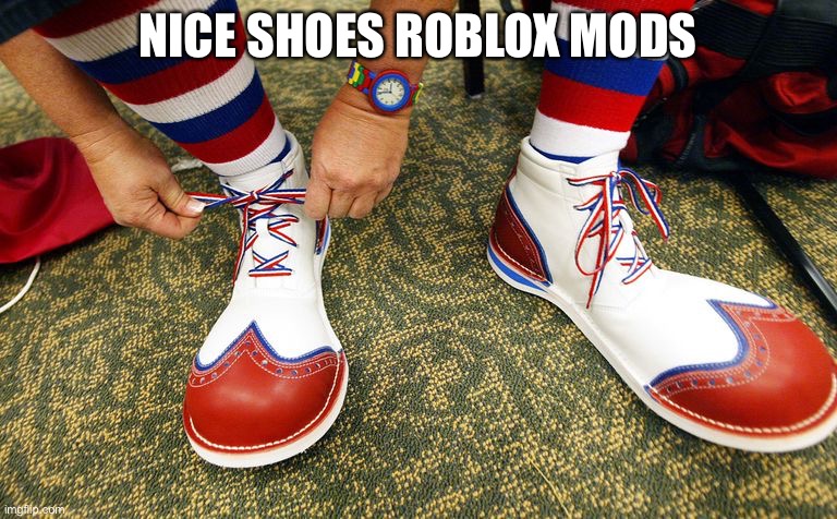 Clown shoes | NICE SHOES ROBLOX MODS | image tagged in clown shoes | made w/ Imgflip meme maker