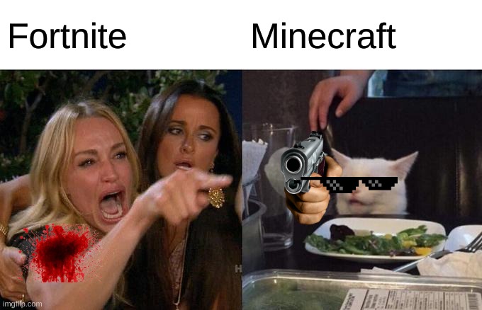 Woman Yelling At Cat | Fortnite; Minecraft | image tagged in memes,woman yelling at cat | made w/ Imgflip meme maker