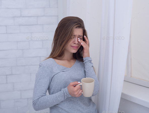 Crying with coffee Blank Meme Template